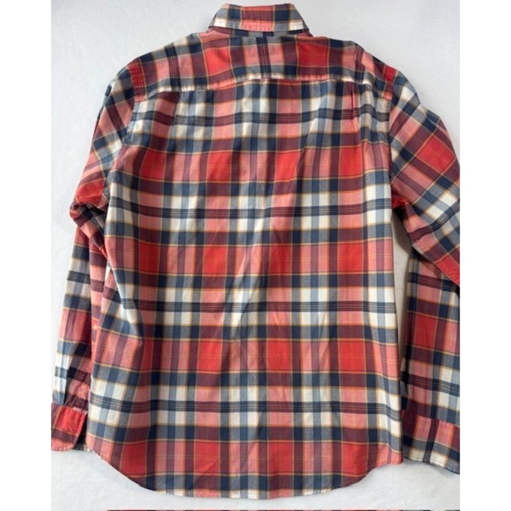 J Crew Summer Plaid Shirt Mens MED Madras Plaid Cotton Button Down Long Sleeve - Picture 5 of 9